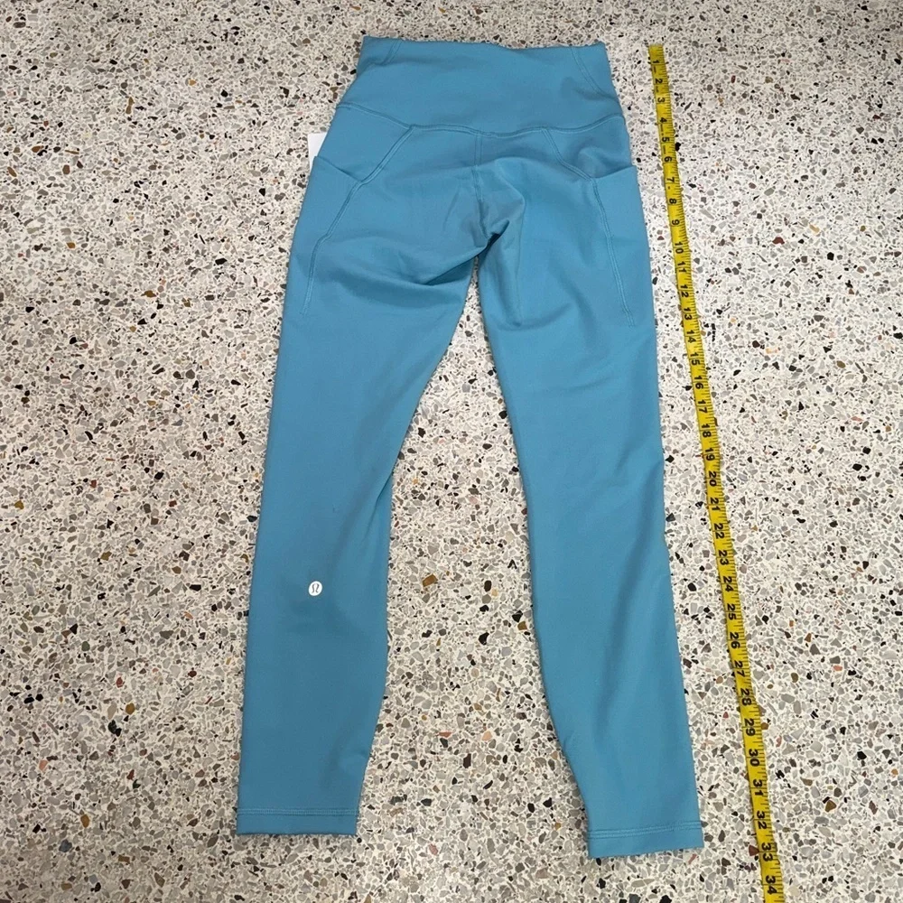 NWT Lululemon Wunder Train High rise tight leggings pockets washed blue 4